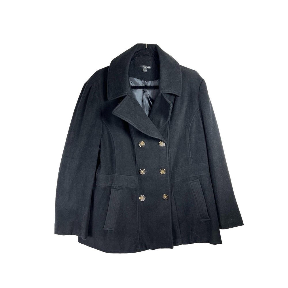 Harve Bernard Double Breasted Classic Tailored Vegan Wool Jacket - Sz 1X Plus